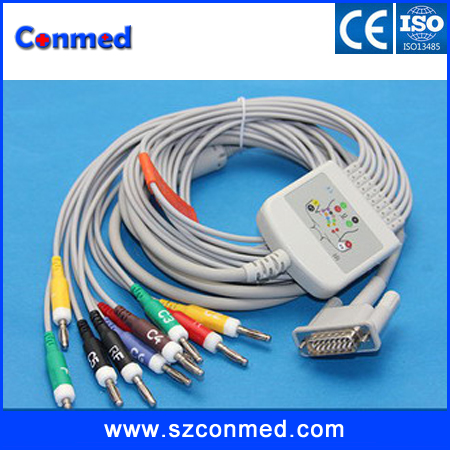 Philips M1770A one-piece 10lead ECG EKG Cable and IEC Banana 4.0 Electrodes,medical TPU