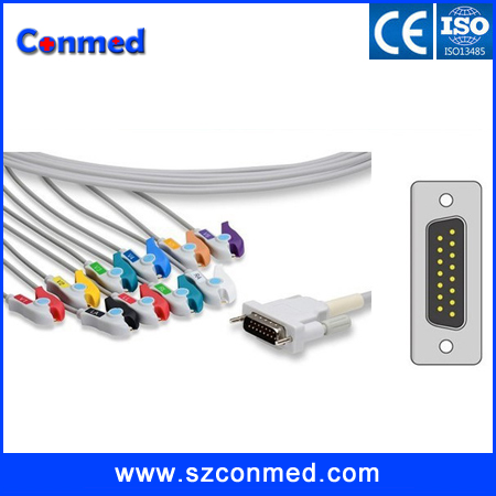 Schiller EKG CABLE with 10leadwiresm,ECG patient cable Grabber,AHA,10K ohm resistance